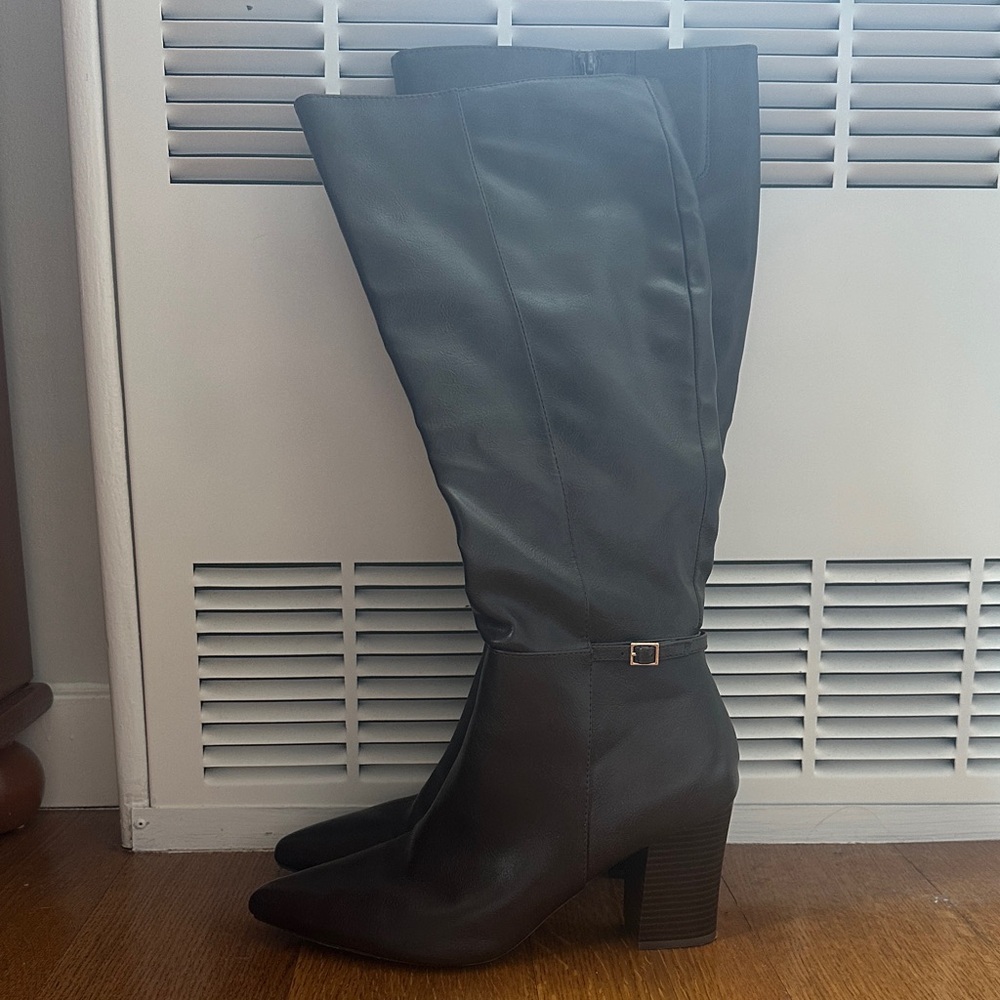 Life Stride Black Over-the-Knee Pointed Toe Block Heel Boots